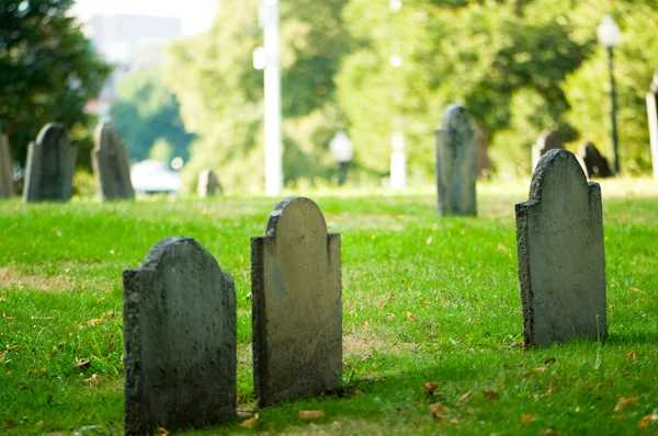 Cemitério Com Muitas Lápides Dia Brilhante — Fotografia de Stock