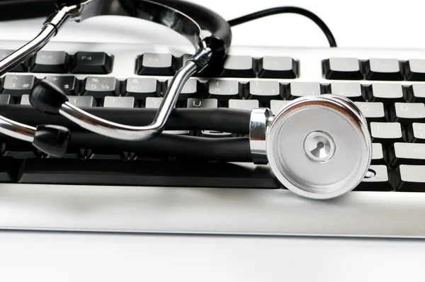 Stethoscope Keyboard Illustrating Concept Digital Security — Stock Photo, Image