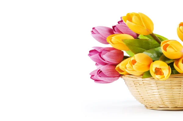 Boeket Kleurrijke Tulpen Tafel — Stockfoto