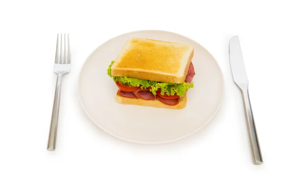 Beyaz Arka Plan Üzerinde Izole Lezzetli Sandviç — Stok fotoğraf