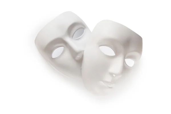 Koncepcja Teatru Białymi Plastikowymi Maskami — Zdjęcie stockowe