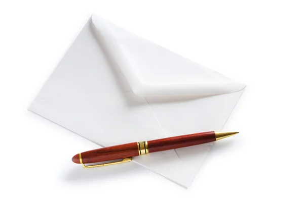 Concept de courrier avec enveloppe isolée sur le blanc Images De Stock Libres De Droits