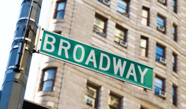 Famous broadway street signs in downtown New York clipart