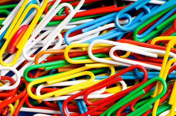 Close Many Colourful Paper Clips — Stock Photo, Image