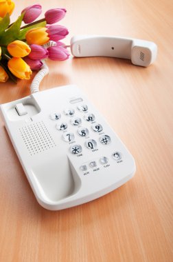 telefon ve lale çiçekleri ile romantik kavramı