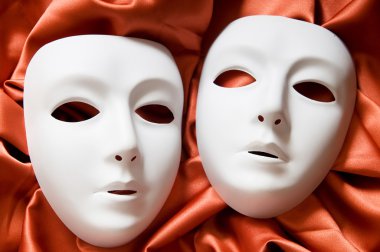 Theatre concept with the white plastic masks clipart