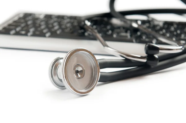 Stetoskop Klawiatury Ilustrujące Pojęcie Bezpieczeństwa Cyfrowy — Zdjęcie stockowe