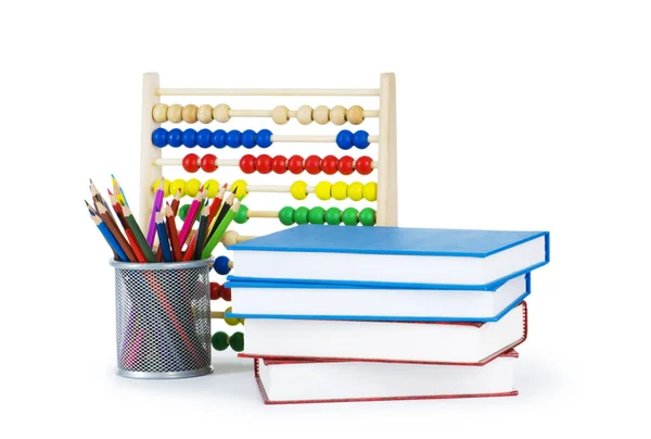 Bildungskonzept Mit Bleistiften Büchern Und Abakus — Stockfoto