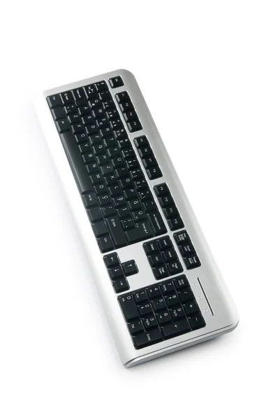 Серебряная клавиатура на белом фоне — стоковое фото