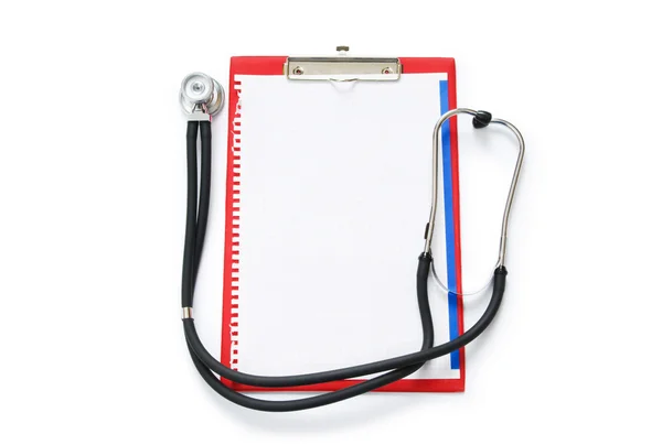 stock image Stethoscope on the binder isolated on white