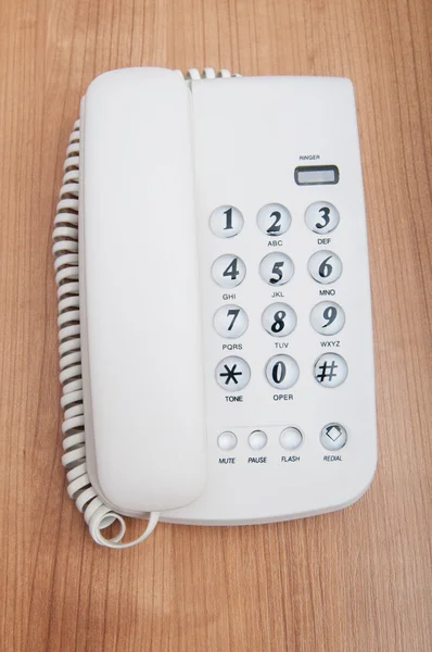 White Office Phone Flat Surface — Stock Photo, Image
