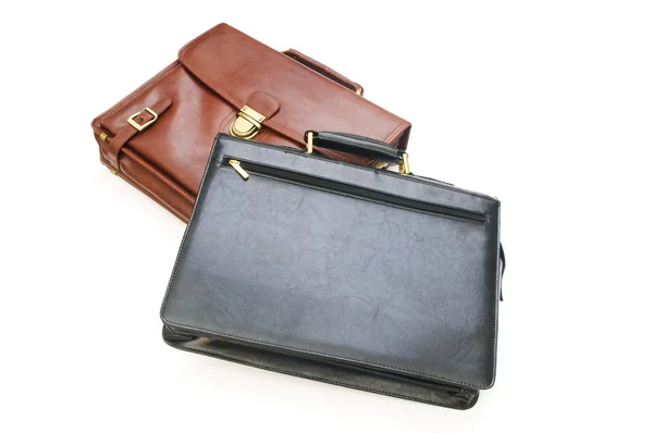 Two Leather Briefcases Isolated White — Stock Photo, Image