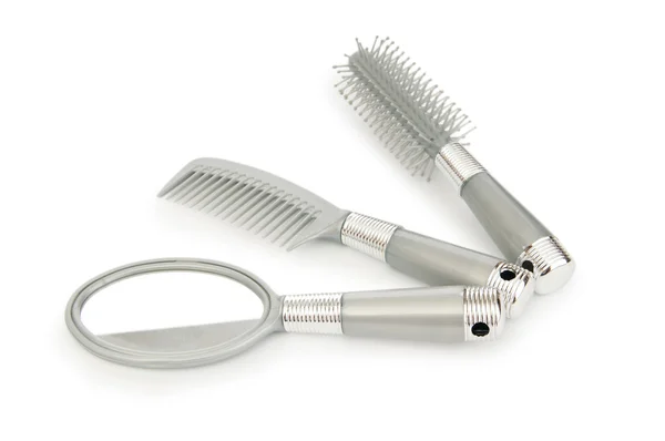 Grey Hairbrush Isolated White Background — Stock Photo, Image