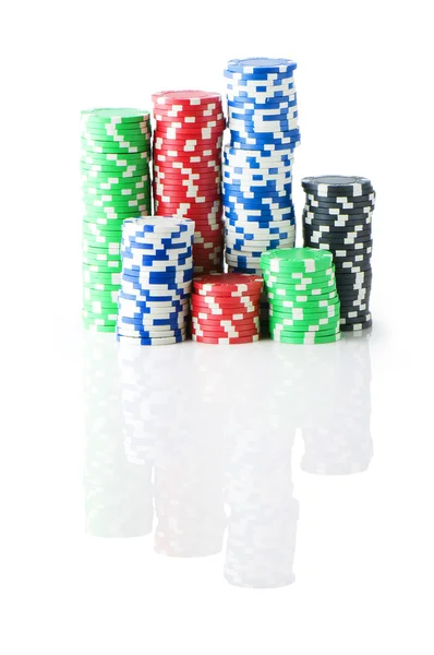 Stack av olika kasinomarker - gambling koncept — Stockfoto