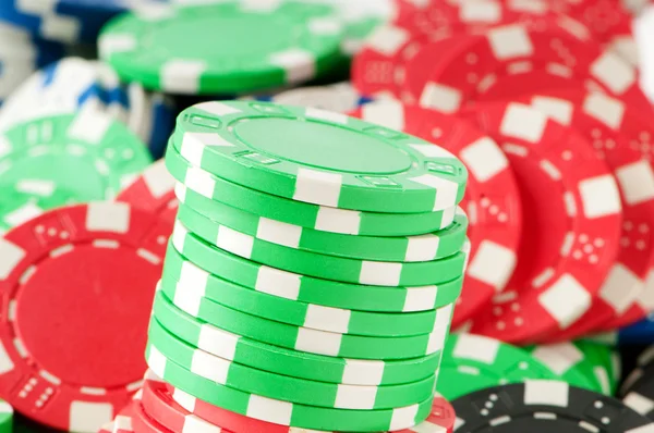 各种赌场筹码 赌博概念的堆栈 — 图库照片