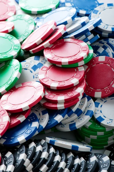 Pila de varias fichas de casino - concepto de juego —  Fotos de Stock