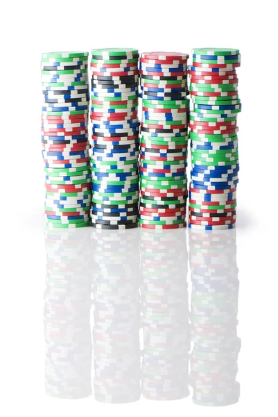 Stack of various casino chips - gambling concept — Stock Photo, Image