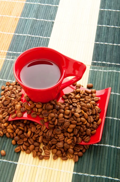 Cup Coffee Many Beans — Stock Photo, Image