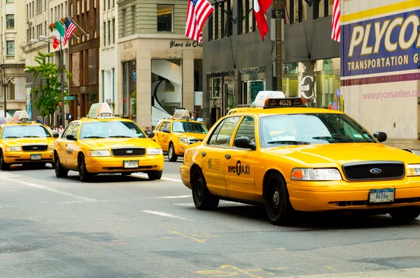 Les Célèbres Taxis Jaunes New York Mouvement — Photo