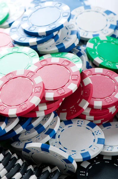 Zásobník Různých Čipů Casino Hazardní Hry Koncept — Stock fotografie