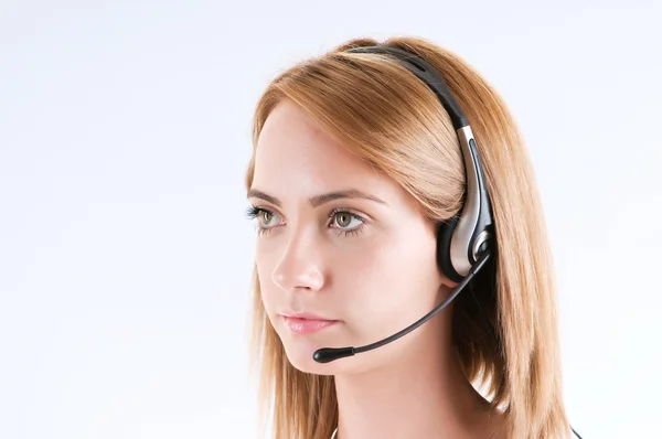 Unga Call Center Operatör Med Headsetet — Stockfoto