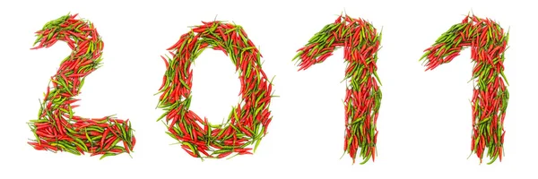 2011 Red Green Peppers White — Stock Photo, Image