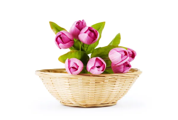 Boeket Kleurrijke Tulpen Tafel — Stockfoto