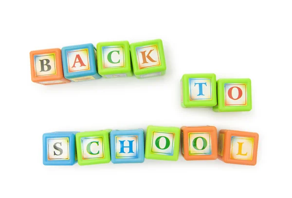 Zurück Zum Schulkonzept Mit Alphabet Blöcken — Stockfoto