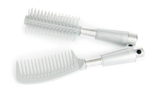 Grey hairbrush isolated on the white background — Stock Photo, Image