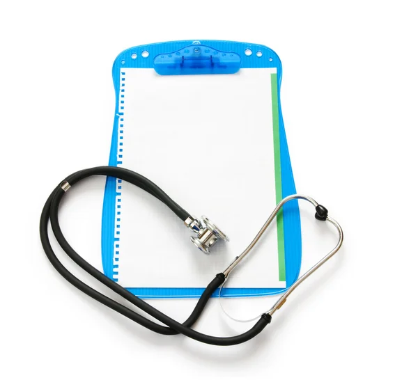 Stetoskop na pořadače, izolované na bílém — Stock fotografie
