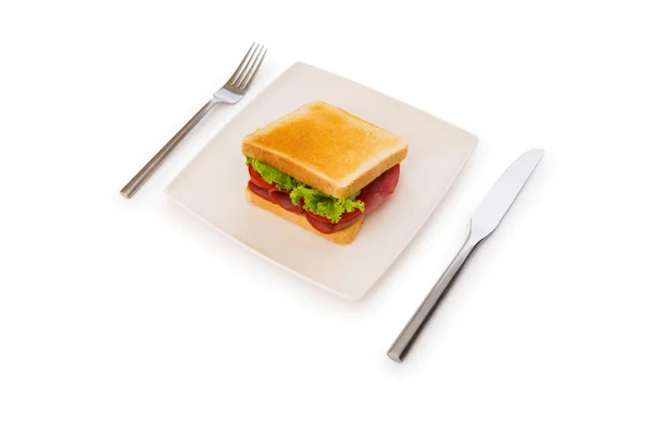 흰색 배경에 고립 된 맛 있는 샌드위치 — 스톡 사진