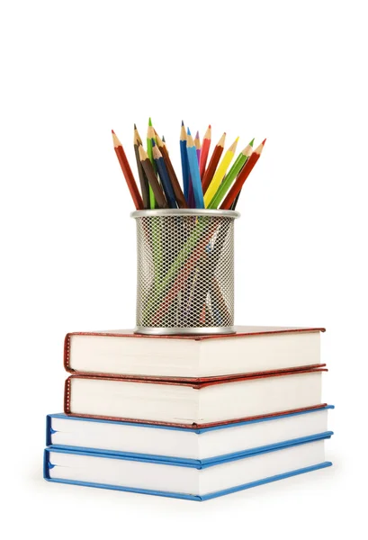 Concepto de regreso a la escuela con libros y lápices —  Fotos de Stock