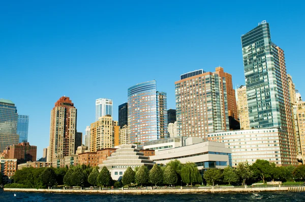 New Yorks Panorama Med Höga Skyskrapor — Stockfoto