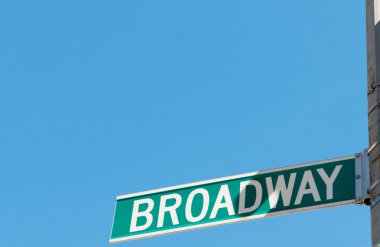 Famous broadway street signs in downtown New York clipart