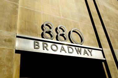 Famous broadway street signs in downtown New York clipart