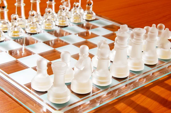 Sada Šachové Figury Hrací Desce — Stock fotografie