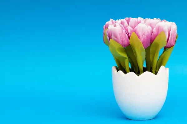 Stock image Colorful tulip flowers in the white pot