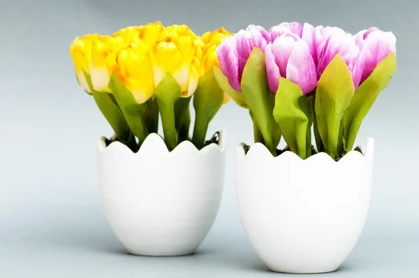 Tulipan Kolorowy Kwiaty Puli Biały — Zdjęcie stockowe
