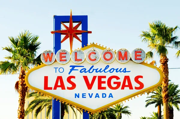 Słynny Znak Las Vegas Słoneczny Dzień — Zdjęcie stockowe