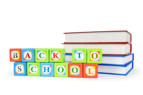 Books Alphabet Blocks Isolated White — Stock Photo, Image