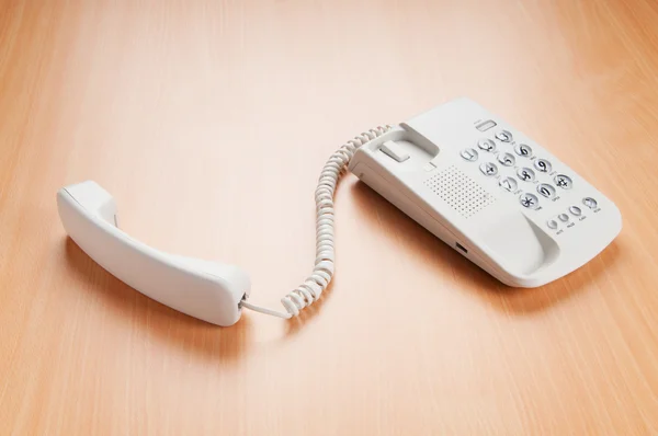 Telefone Branco Escritório Superfície Plana — Fotografia de Stock