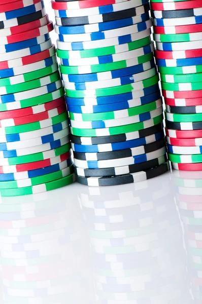 Zásobník Různých Čipů Casino Hazardní Hry Koncept — Stock fotografie