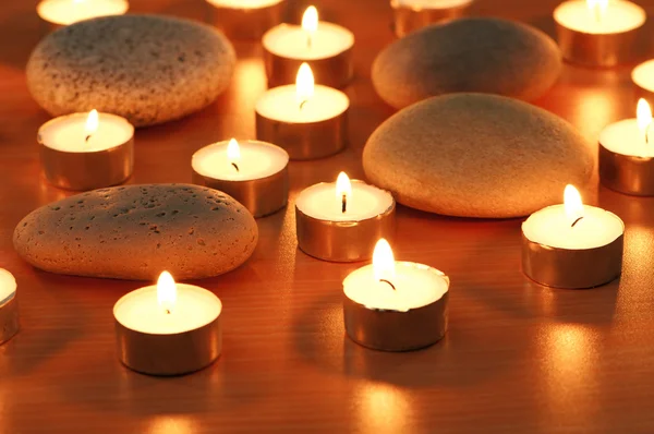 Brûler Des Bougies Des Cailloux Pour Une Séance Aromathérapie — Photo