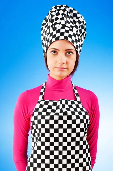 Fiatal női szakács színátmenetes háttér — Stock Fotó