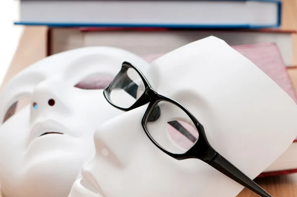 stock image Reading concept with masks, books and glasses