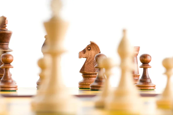 Sada Šachové figury na hrací desce — Stock fotografie
