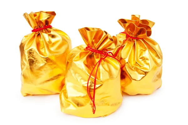Golden sacks full of something good — Stock Photo, Image