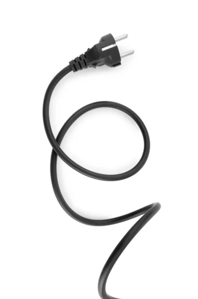 白で隔離される黒の電気ケーブル — ストック写真