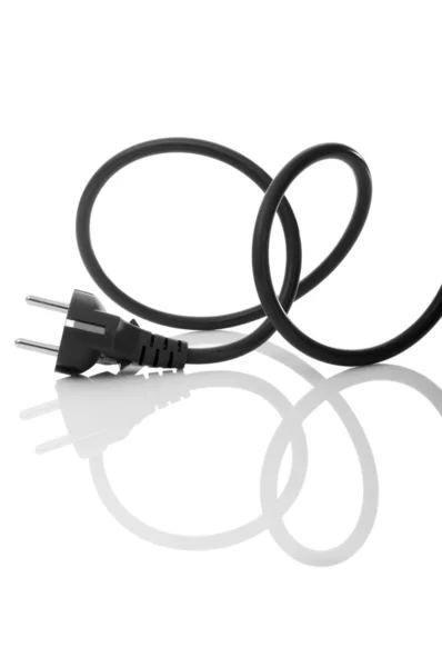 Black electric cable isolated on white — Stock Photo, Image