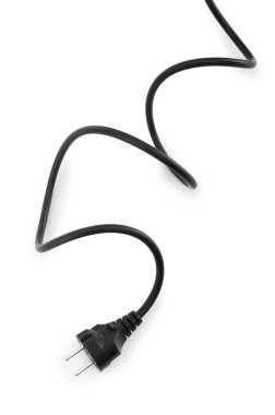 Black electric cable isolated on white clipart